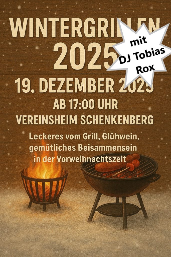 Wintergrillen 2025 Schenkenberg mit Grill, Feuerkorb und DJ Tobias Rox am Vereinsheim