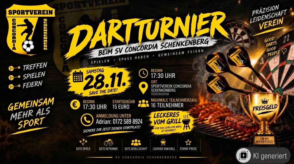 Dartturnier 2026 im Vereinsheim Schenkenberg