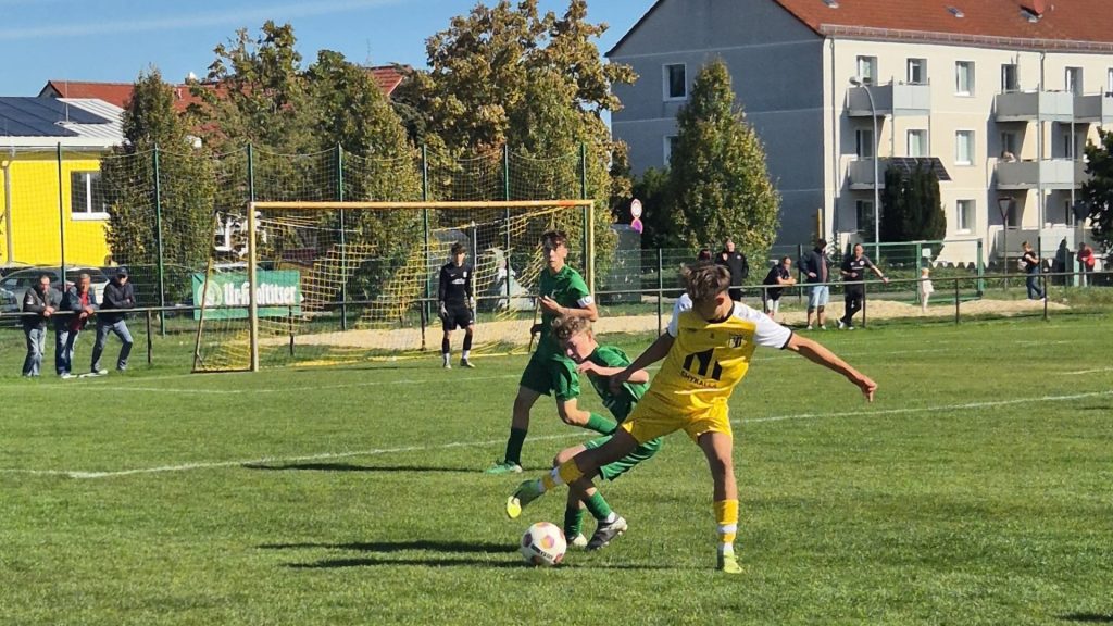 Strafraumszene der Concorden im Heimspiel gegen Chemie Leipzig II